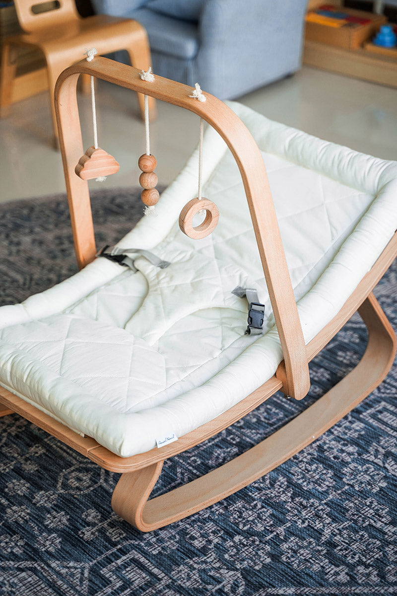 Buy | Montessori Wooden Baby Rocker With Gym – Miimi Marraal